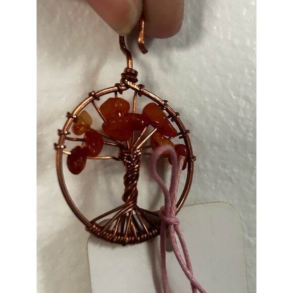 Handmade Copper and Serpentine Crystal Tree of life 3.5x2” Wall Decor - Picture 5 of 5
